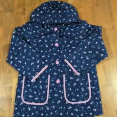 ネイビー花柄フード付きジャケット　女の子