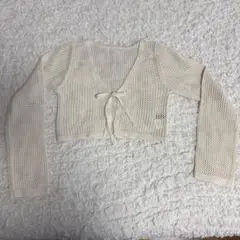 Heather 長袖 メッシュ カーディガン ホワイトのサムネイル