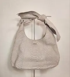 FULRA ヘビ革風ショルダーバッグ ベージュ