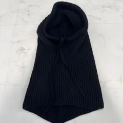 未使用　ブラックリブフード付きスヌード　バラクラバ　黒バラクラバ　防寒　韓流