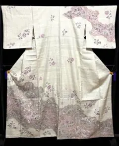 辻が花 生紬 付け下げ訪問着 正絹 絞り染め イ7147のサムネイル