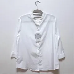 【値下げ不可】新品 Honeys 7分袖スタンドカラーシャツ L ホワイト 白