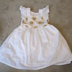 ひまわり刺繍 ノースリーブワンピース