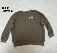 GAP ボア プルオーバー L ブラウン ロゴ刺繍[243]