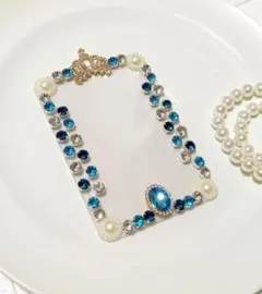 No.219水色⭐️⭐️キラキラビジューが美しい❤硬質トレカケースデコ⭐️Ｂ8