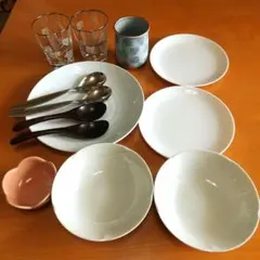 食器まとめ売り 皿 小鉢 グラス Noritakeスプーン等 計13個