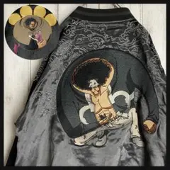 【未使用☆XXL】絡繰魂×ワンピース スカジャン クマ リバーシブル ブラック