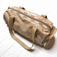 LeSportsacレスポートサック ボストンバッグヴィンテージ光沢ベージュ美品
