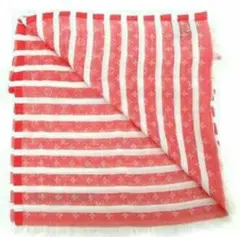 正規品 レア ルイヴィトン モノグラム ロゴ ボーダー ストール 赤 レッド