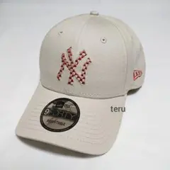 ニューエラ NY ヤンキース ベージュ チェック キャップ 帽子 男女兼用