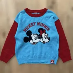 130チマジロしまむらミコリッドミッキー ミニー ニットセーターバイカラー派手柄