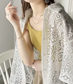 《JaVa ジャバコラボ》大人の透けクロシェ。ブロックレース半袖ブラウス