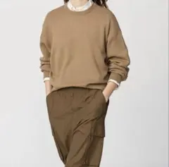 UNIQLO スムースコットンクルーネックセーター　ベージュ　L 男女兼用