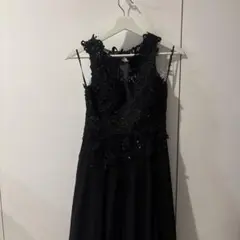 《美品》ロングドレス ブラック レース装飾 キャバドレス