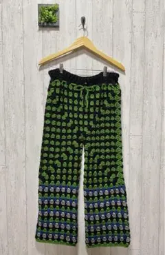 バンドメイド 手編み グラニースクエア パンツ ウエストゴム、紐付き