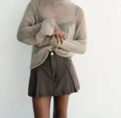 【美品】ザラ/ワックスフィニッシュスコート　ダークグレー　ショートパンツ