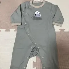 パンダイラスト付きグレーロンパース