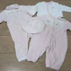 ファミリア Babygro ピンク ロンパース 50-65cm 60-75cm