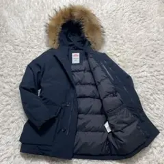 【極美品】ダントン タッサーダウンジャケット ラクーンファー 42 ネイビー