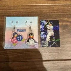 東京ヤクルトスワローズ キーホルダーとスターカードセット　山田哲人　サイン入り