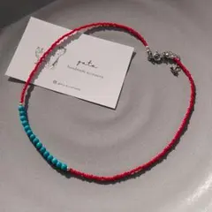 数量限定 ターコイズ ビーズネックレス ビーズアクセサリー 韓国 ハンドメイド