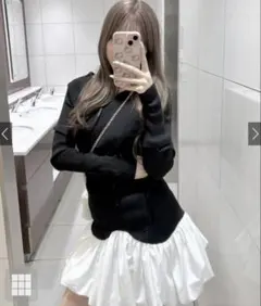 GRL バルーンスカートドッキングリブニットワンピース[pm599]