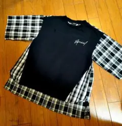 UNITED ARROWS 切替チェック柄Tシャツ　140cm145cm男の子のサムネイル