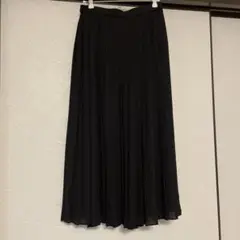 黒美品UNIQLOユニクロ シフォンプリーツロングスカート形状記憶Mブラック