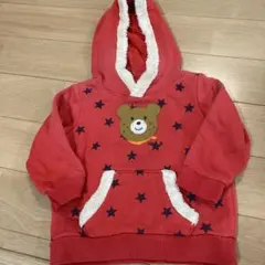 ホットビスケッツ　赤 クマ刺繍 トレーナー 90cm パーカー