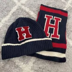 Hロゴ付きニット帽とスカーフセットのサムネイル