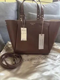 新品CHRISTIAN VILLA ブラウンハンドバッグ