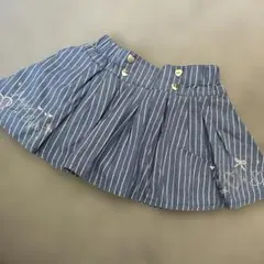 ストライプ プリーツスカート ハートボタン　120cm