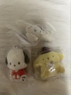 サンリオ　ふわふわフロッキーマスコット　ポチャッコ　プリン　シナモロール