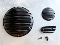 ハーレー　ダービーカバー　タイミングカバー　インスペクションカバー　黒三点セットのサムネイル