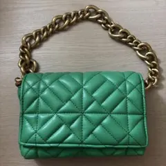 ZARA キルティング ショルダーバッグ グリーン