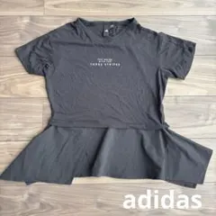 adidas ペプラムデザイン 半袖Tシャツ ブラック
