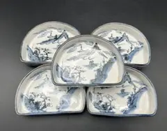 陶器　九谷焼　万平窯　染付　山水画　扇型皿　5枚 未使用品 2026年最新】万平窯の人気アイテム - メルカリ