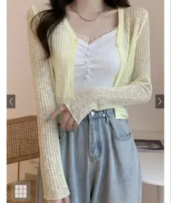 GRL シアーリブニットショート丈カーディガン[sd071]