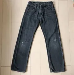 ユニクロ　ダメージ　ジーンズ　デニム　ブラック　130