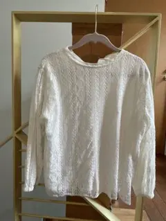 7-ID concept レースブラウス ホワイト 春トップス Mサイズ　美品