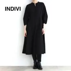 【美品】INDIVI インディヴィ サッカーチェック ロングワンピース ワールド