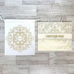 ディオール DIOR ゴールドプリント 巾着ポーチノベルティ 紙袋 ショッパー