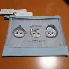 mofusand 【サメにゃん 】フラットポーチ メッシュ（新品タグ付き)