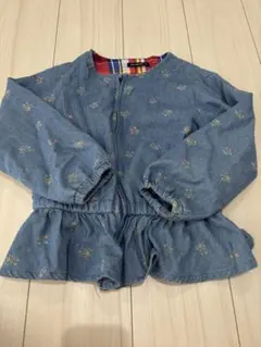 デニムジャケット 花柄刺繍 100cm