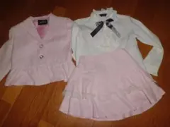 120入学式フォマルスーツ★XOXOピンク★卒園式結婚式礼服セットアップスーツ