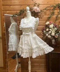 モモコハウス 定番フリルエプロン ミニ W幅 ホワイト MOMOKOHOUSE