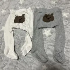 【即日発送】GAP くまタイツ 0-12m オフホワイト グレー 2点セット