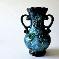 【両面別柄】レトロモダン 大型陶器フラワーベース 花瓶 33cm クラシック