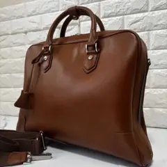 TAKEO KIKUCHI✨2way シボ革　ビジネスバッグ　キャメル　チャーム