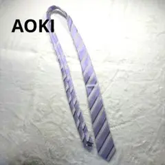 AOKI LES MUESシルク100% ネクタイ パープル ストライプ メンズのサムネイル